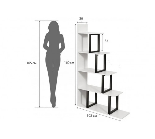 Стеллаж Sorren MSM – стильный L-образный стеллаж с 5 полками.