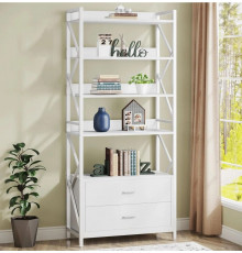 Стелаж skiff 4 5-ярусний з 2 ящиками, білий