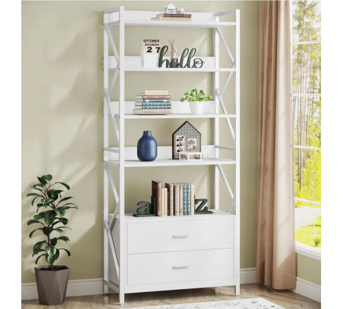 Стеллаж skiff 4 5-ярусный с 2 ящиками, белый