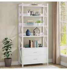 Стеллаж skiff 4 5-ярусный с 2 ящиками, белый