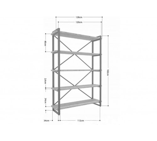 Стеллаж Айсберг Loft 120×182-2 Черный/Графит