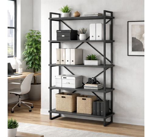 Стеллаж Айсберг Loft 120×182-2 Черный/Графит