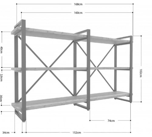 Стеллаж Айсберг Лофт 160×102 — черный/белый