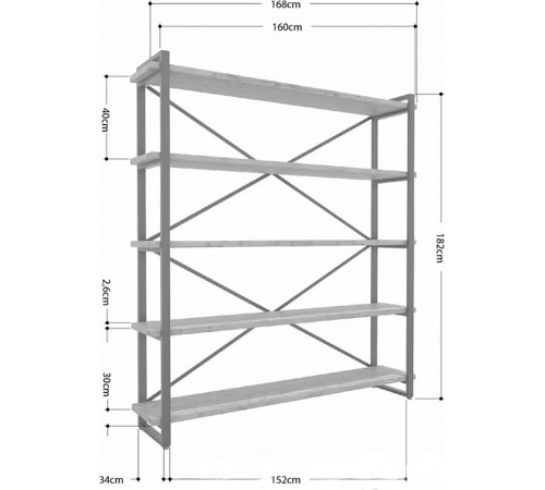 Стеллаж Айсберг 160×182-4 Черный/Дуб