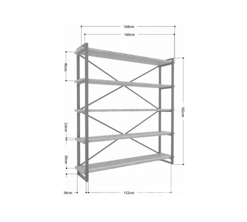 Стеллаж Айсберг 160×182-4 Черный/Дуб