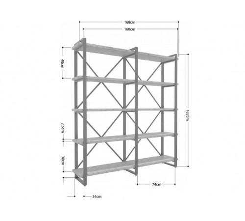 Стеллаж Айсберг 160×182-3 Черный/Графит