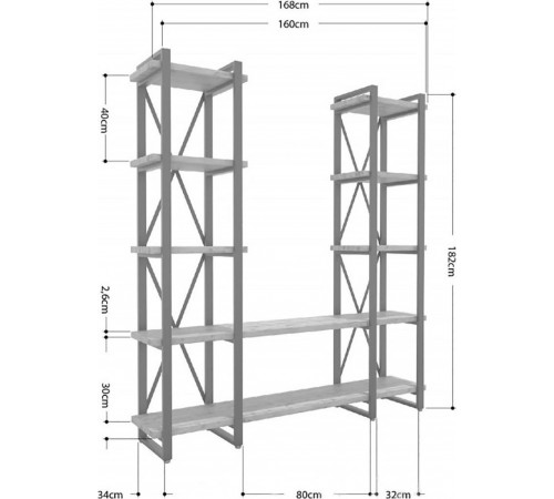 Стеллаж Айсберг Лофт 160×182 см. — белый/дуб сонома.