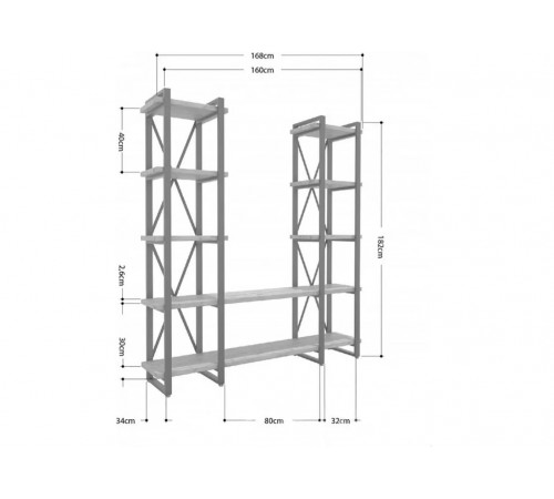Стеллаж Айсберг Лофт 160×182 см — черный/графит