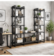 Стеллаж Айсберг 160х182-4 черный/графит MSMLOFT