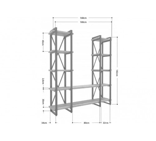 Стеллаж Айсберг Лофт 160×182 см. — белый/дуб сонома.