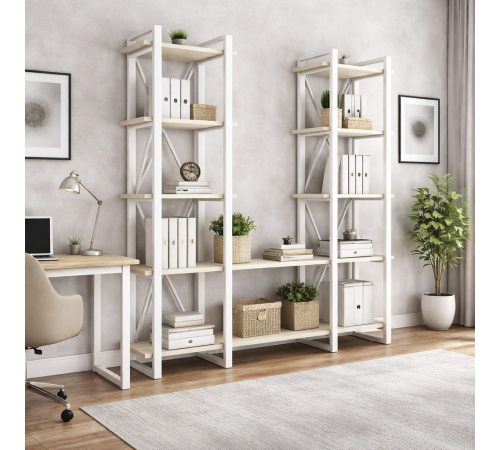 Стеллаж Айсберг Лофт 160×182 см. — белый/дуб сонома.