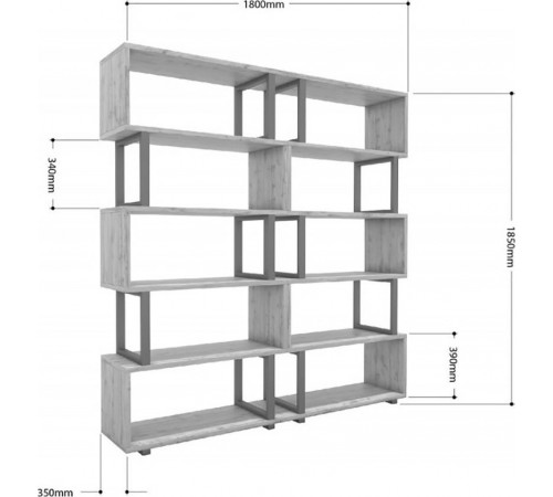 Стеллаж Айсберг 180×190 см — черный/белый