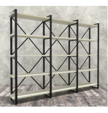 Стеллаж Айсберг 240х182-4 черный/белый MSMLOFT