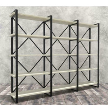 Стелаж Айсберг 240х182-4 чорний/білий MSMLOFT