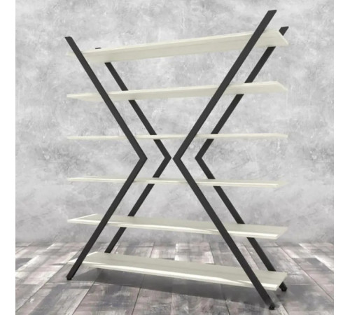 Стеллаж Айсберг Лофт ИКС – черный каркас, белые полки
