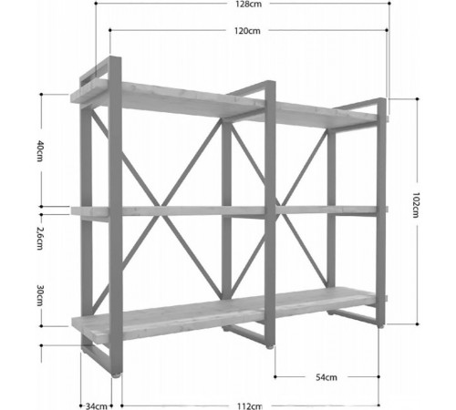 Стелаж Айсберг Х4 Лофт 120×102 см 