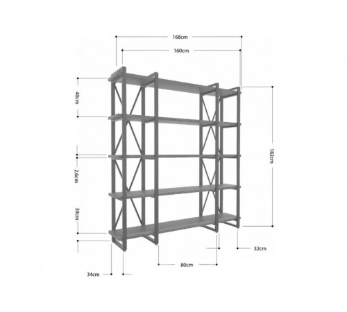 Стеллаж Айсберг Лофт 160×182 см — черный/графит
