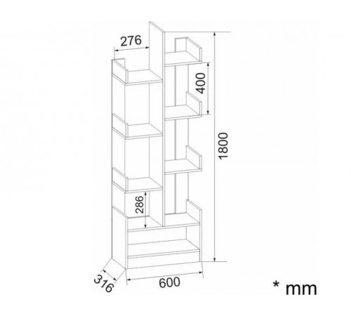 Стеллаж Компанит П-39 — открытые полки в Дубе Сонома