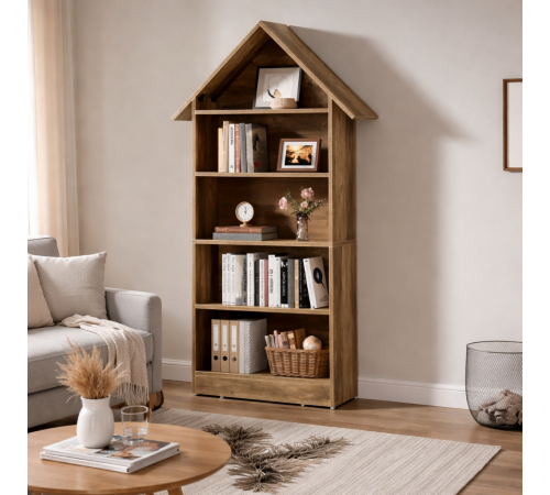 Дизайнерский 5-ярусный стеллаж – 200×80×30 см, арочный стиль