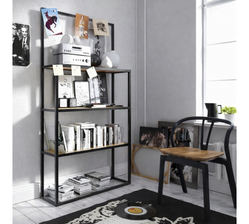 Стеллаж MSMLOFT 5 полок — Дуб Сонома с черным каркасом (190×90×30 см)