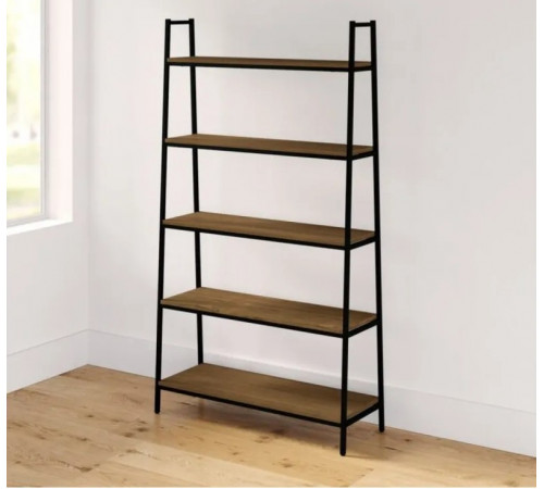 Стеллаж MSMLOFT 5 полок – дуб с черным каркасом (180×100×40 см)