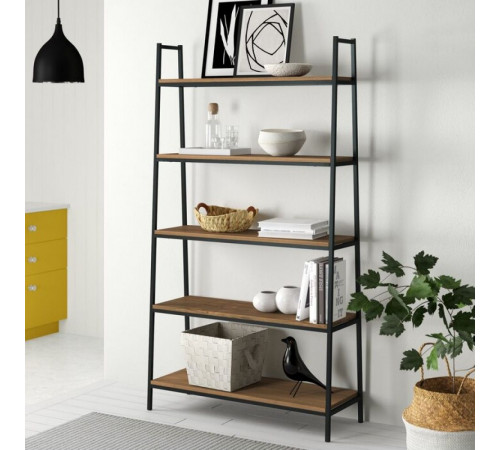 Стеллаж MSMLOFT 5 полок – дуб с черным каркасом (180×100×40 см)