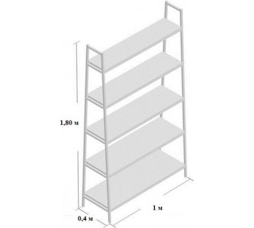 Стеллаж MSMLOFT 5 полок – дуб с черным каркасом (180×100×40 см)