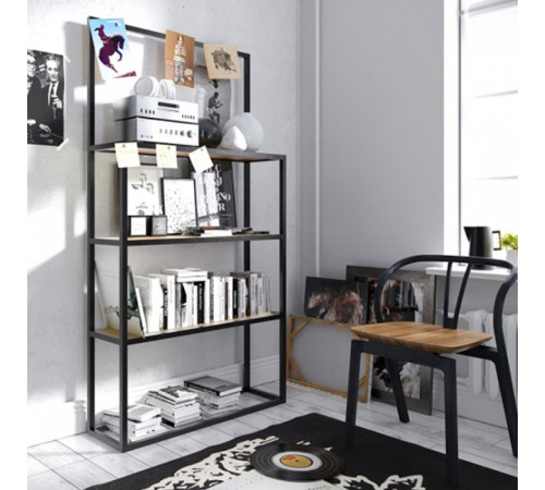 Стеллаж MSMLOFT 5 полок — Дуб Сонома с черным каркасом (190×90×30 см)