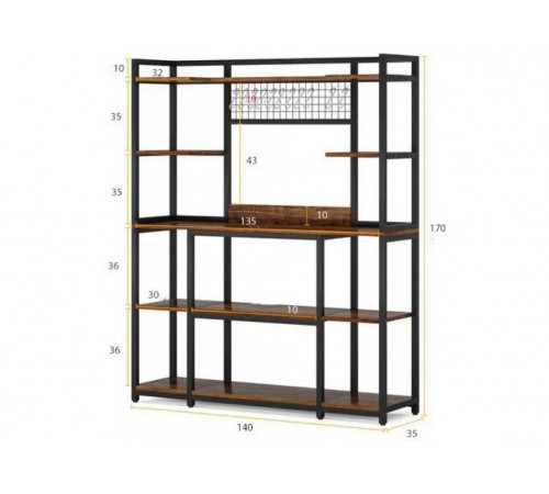 Кухонный стеллаж с 11 крючками лофт - MSM LOFT