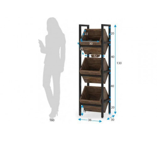 Стеллаж для напитков JW0237 - 130×36×30 см, 3 полки