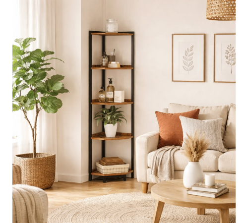 Стеллаж для хранения вещей – 5 полок, металлический каркас 135×30×30 см