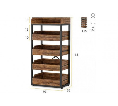Стеллаж с 5 ящиками для фруктов и овощей – компактная организация пространства