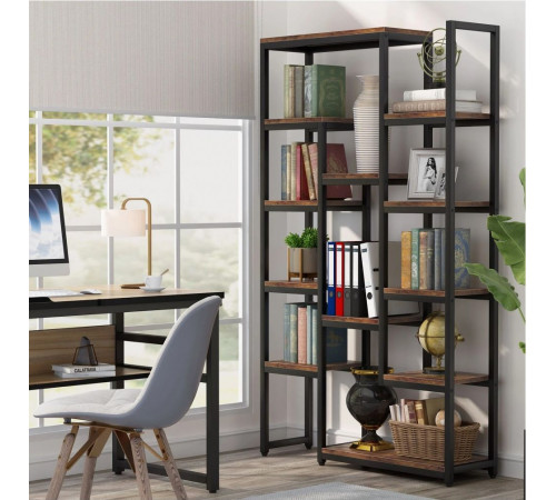 Стеллаж с 12 открытыми полками – индустриальный дизайн, 12 полок