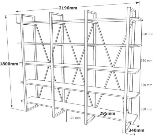 Стеллаж Хана Хоум – металл + ДСП (каркас 20×40 мм) в LOFT стиле