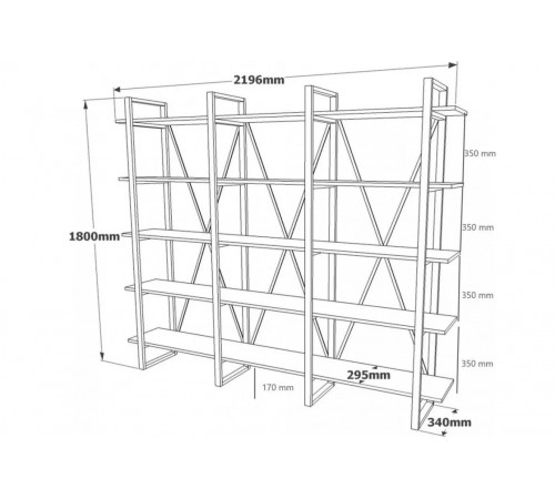 Стеллаж Хана Хоум – металл + ДСП (каркас 20×40 мм) в LOFT стиле