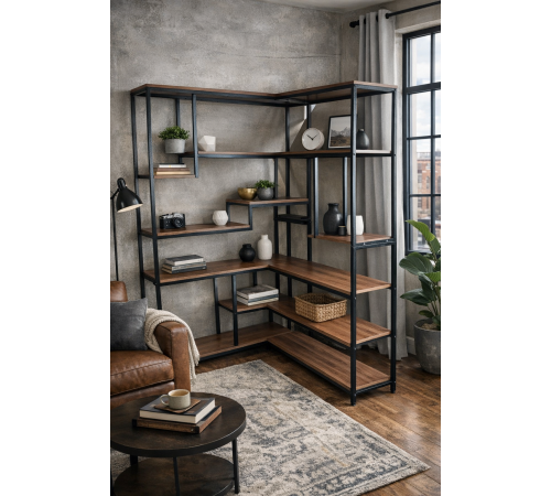 Стеллаж угловой MSM U0082, дуб сонома/черный металл