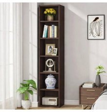 Стеллаж угловой 6-ярусный стеллаж с кубическими полками, коричневый