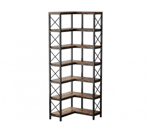 Стеллаж угловой, дуб сонома/черный металл