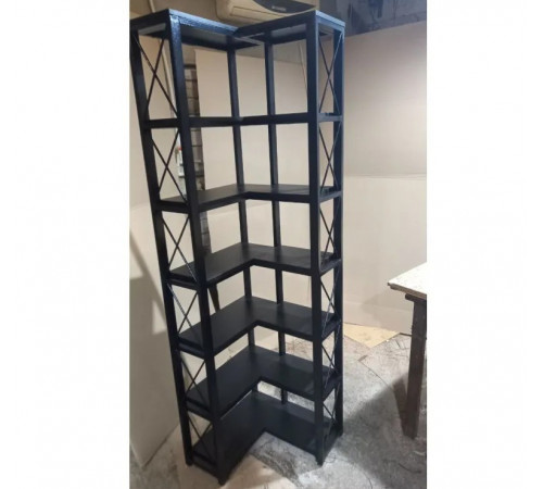 Стеллаж угловой, дуб сонома/черный металл