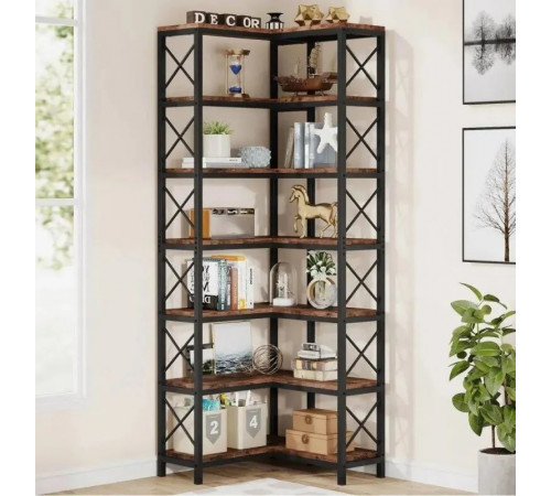 Стеллаж угловой, дуб сонома/черный металл