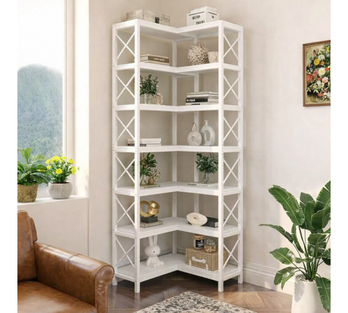 Стеллаж угловой, дуб сонома/черный металл