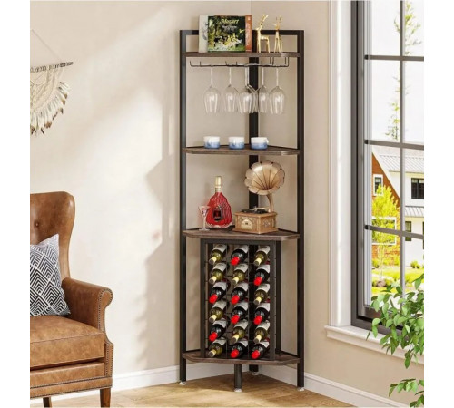 Кутовий стелаж 4-рівневий з підставкою для склянок — 160×40×40 см