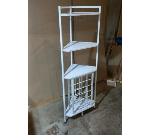 Кутовий стелаж 4-рівневий з підставкою для склянок — 160×40×40 см