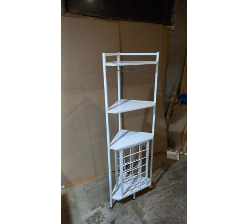Кутовий стелаж 4-рівневий з підставкою для склянок — 160×40×40 см