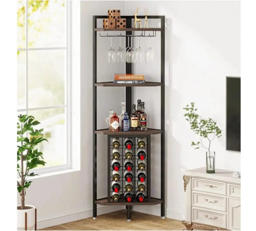 Кутовий стелаж 4-рівневий з підставкою для склянок — 160×40×40 см