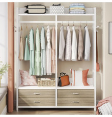 Стелаж-органайзер, вішалка для одягу з ящиками та полицями