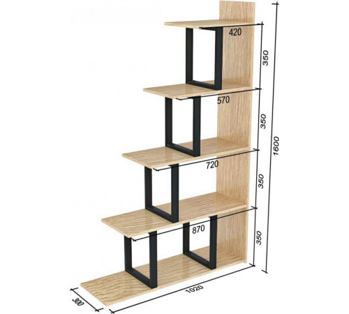 Стеллаж-перегородка L-160 MSMLOFT – стильная перегородка в стиле лофт