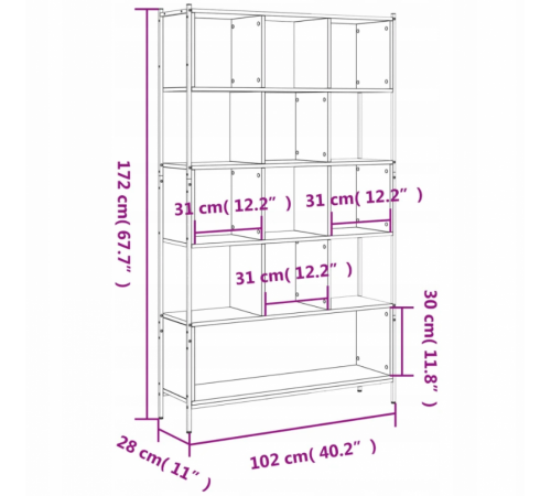 Стеллаж 102×28×172 см — узкий высокий стеллаж MSM.