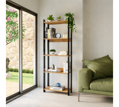 Стеллаж 5 полками, дуб Сонома — стиль лофт и надежность