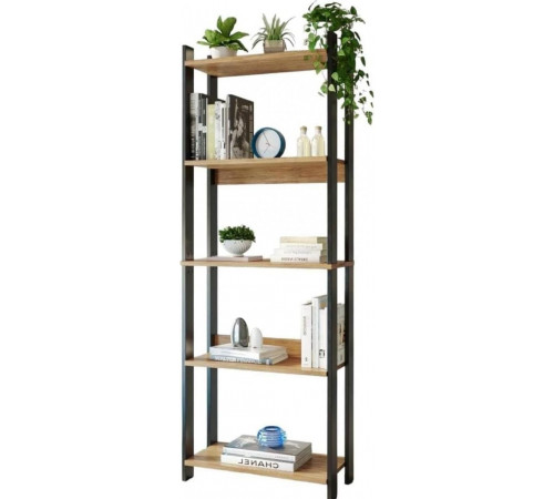 Стеллаж 5 полками, дуб Сонома — стиль лофт и надежность